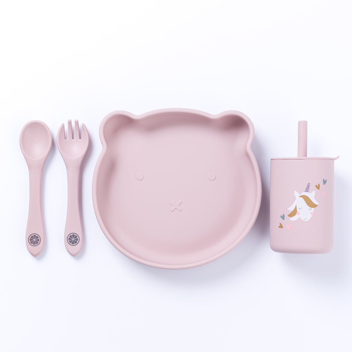 Feedie Fork & Spoon Set - Powder Pink