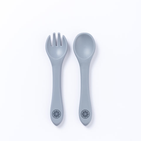Silicone Spoon & Fork - Stone